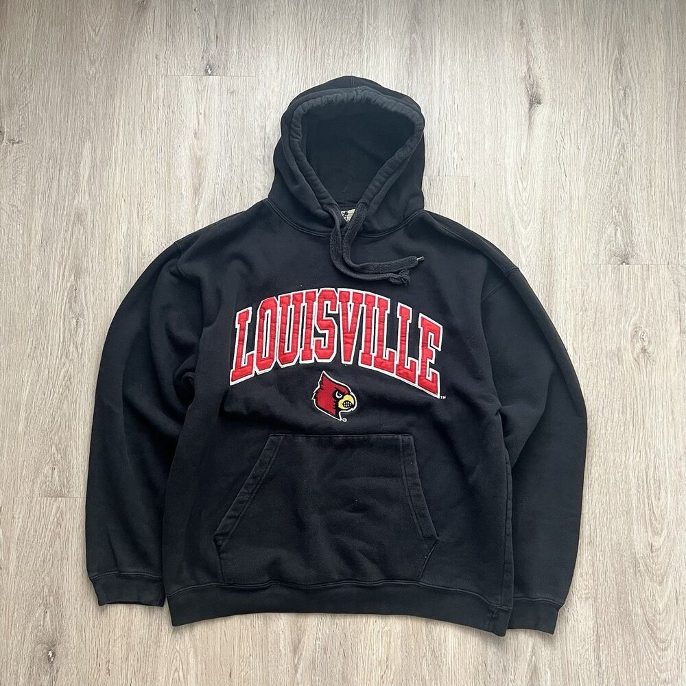 Vintage Louisville Cardinals Reebok Heisman Hoodie Mens XL Black Long Sleeve